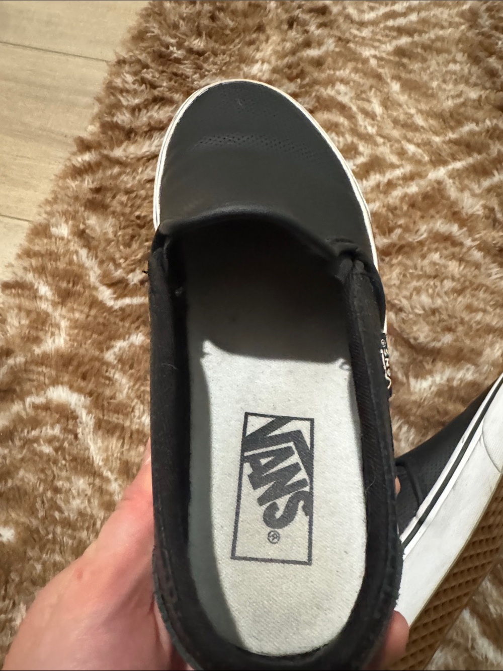 Vans Black Perforated leather Slip-On shoes - Picture 6 of 7